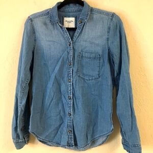 Abercrombie & Fitch Denim Long Sleeve Button Down Shirt Small Blue Western Boho